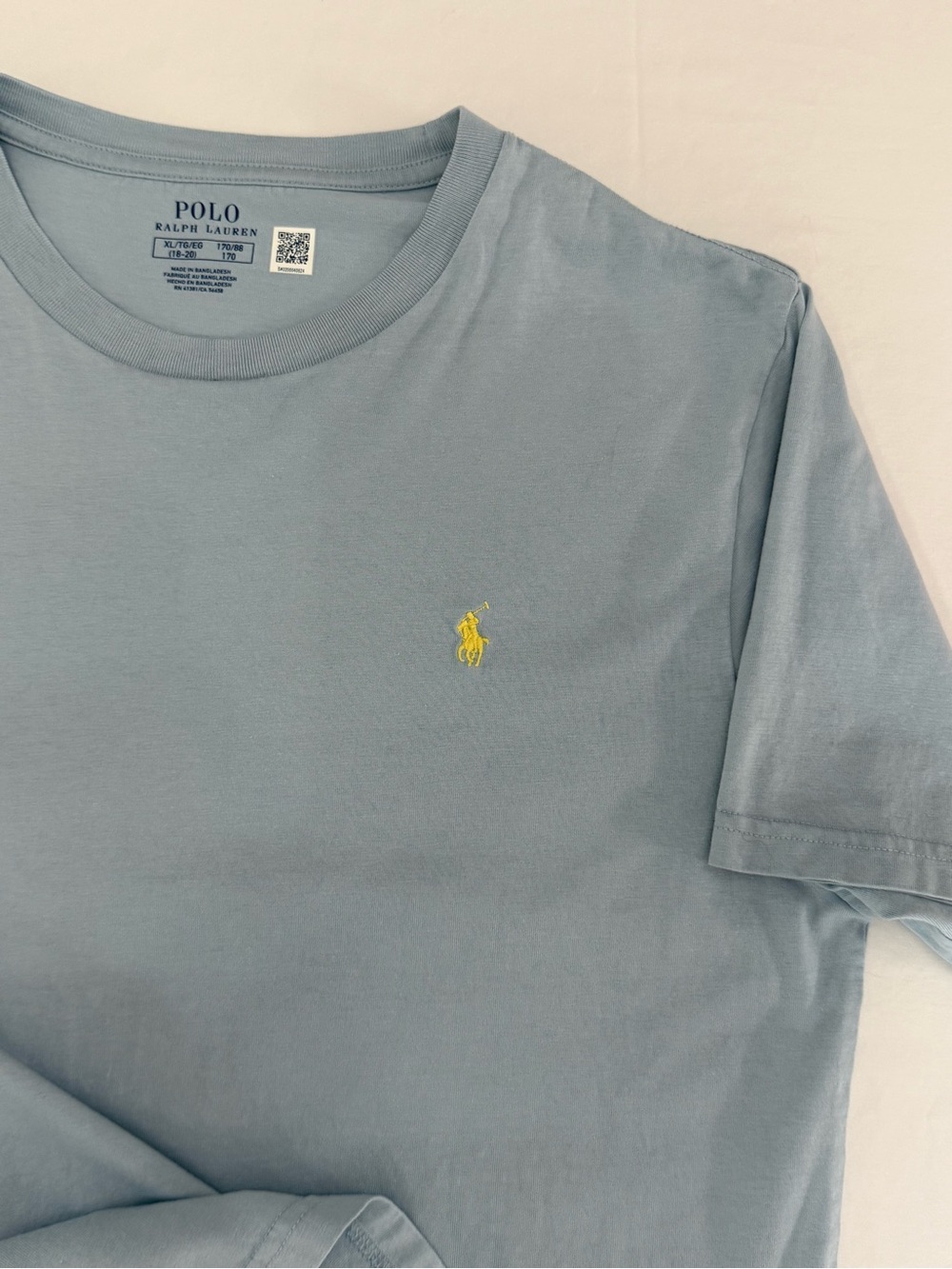 Polo Ralph Lauren Boys XL (18-20) Light Blue Crewneck Tee Yellow Pony Worn Once